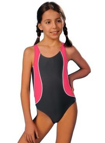 Dziewczęcy kostium kąpielowy Gwinner ALA grafitowo-różowy
